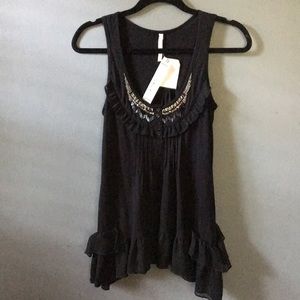 WILLOW AND CLAY black beaded top